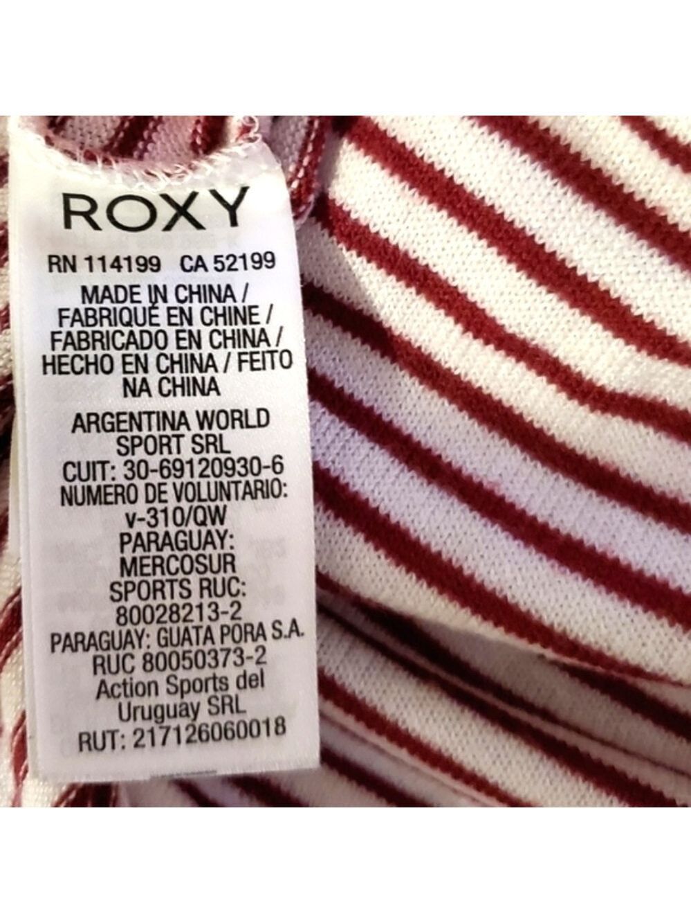 ROXY STRIPED KNIT SWEATER LONG SLEEVE BATWING SCOOP NECK RED WHITE WOMANS SMALL - Picture 3 of 6